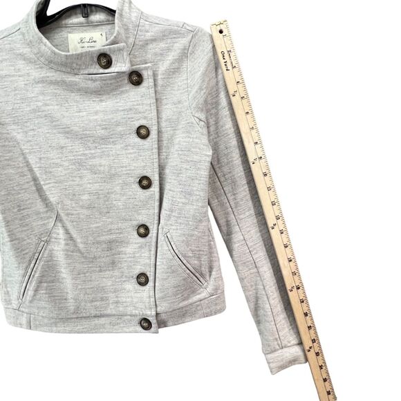 Hi Line Jacket Womens XS Gray Wool Blend Asymmetrical Button Utility Moto Cozy - Picture 8 of 14